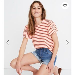 Madewell Flutter Sleeve Tee in Yorktown Stripe